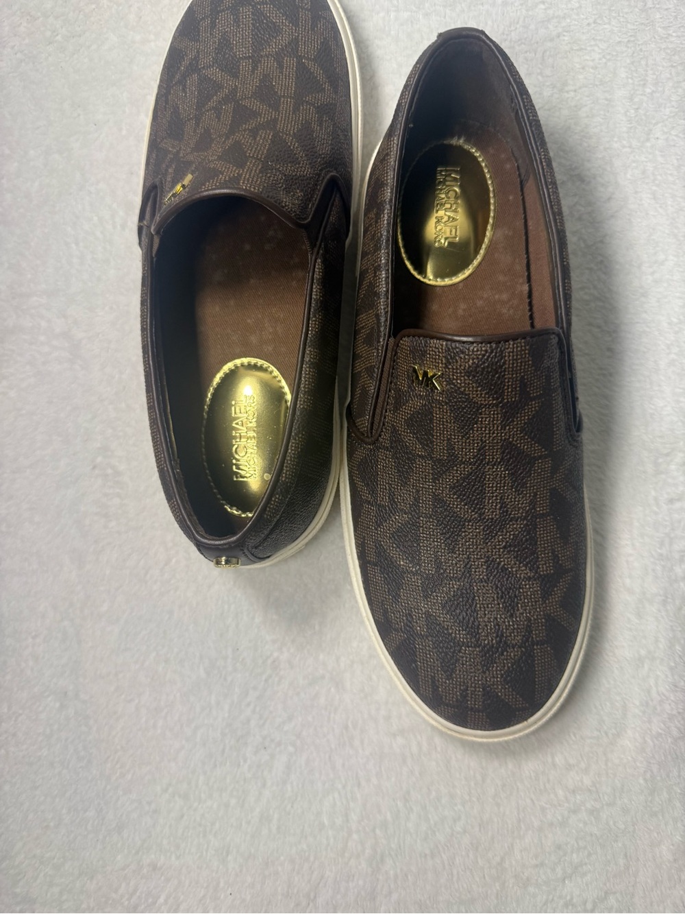 Michael Kors Brown MK Logo Slip-On Sneakers for Women